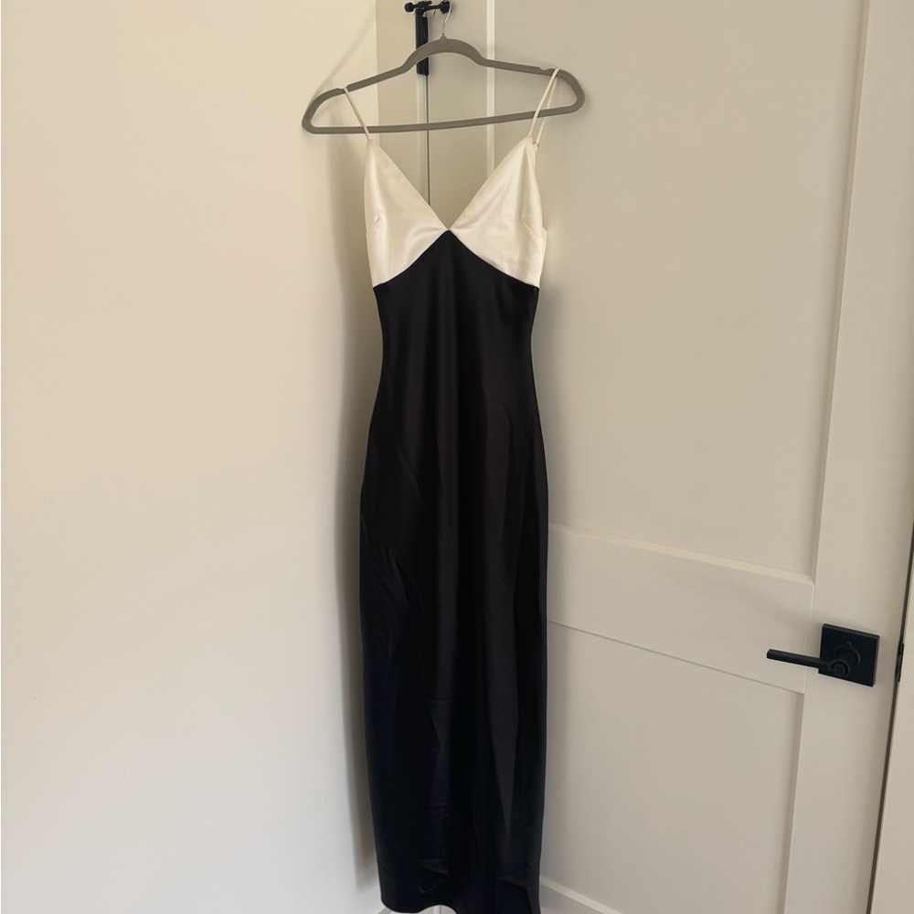 Elegant Black and White Slip Maxi Dress